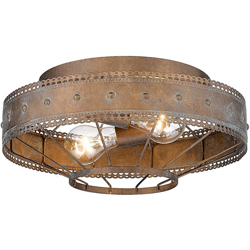 Ferris 2 Light 14 inch Copper Patina Flush Mount Ceiling Light